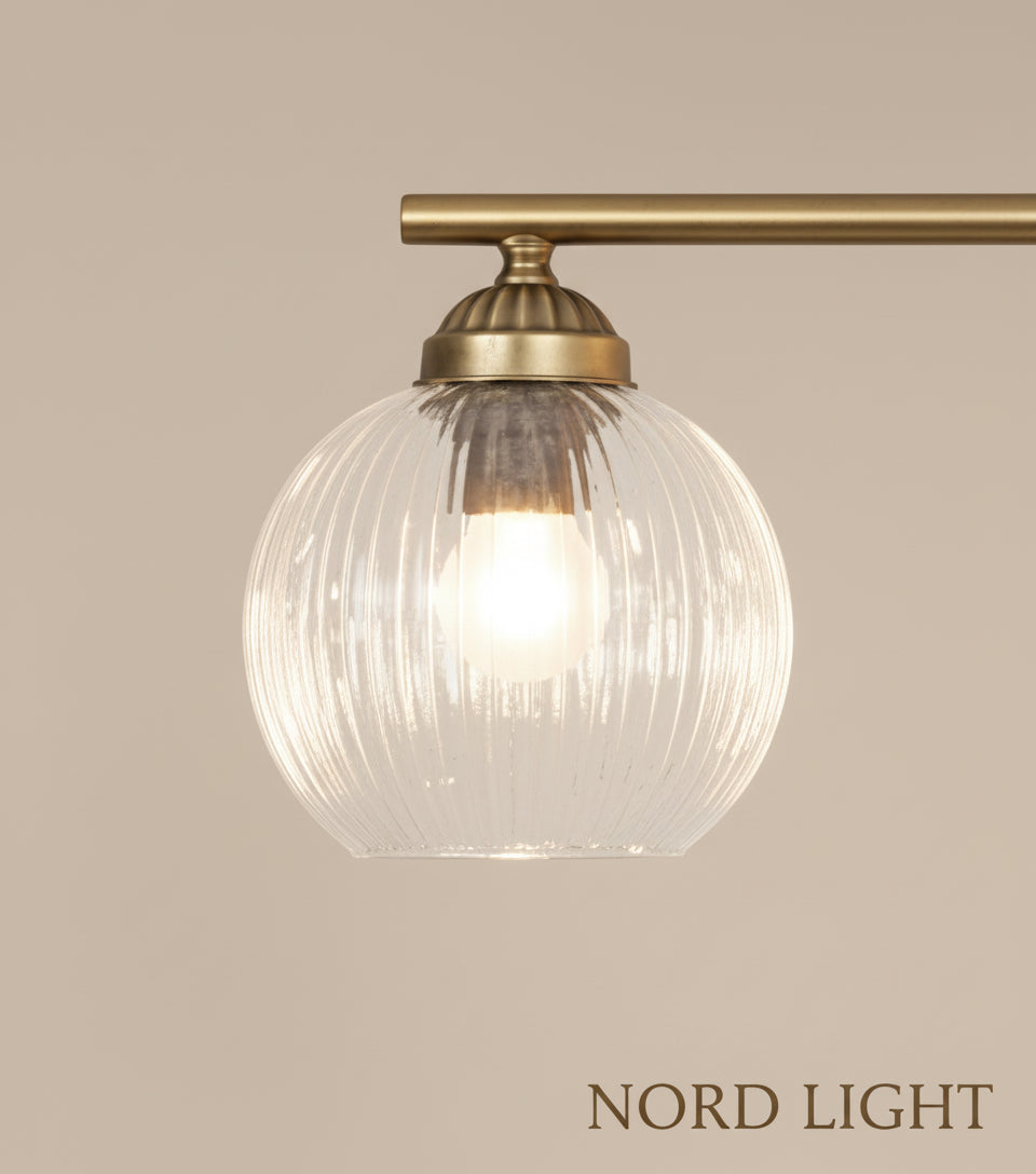 Linea Vintage – תליית פליז 4 קנים עם זכוכית פסים