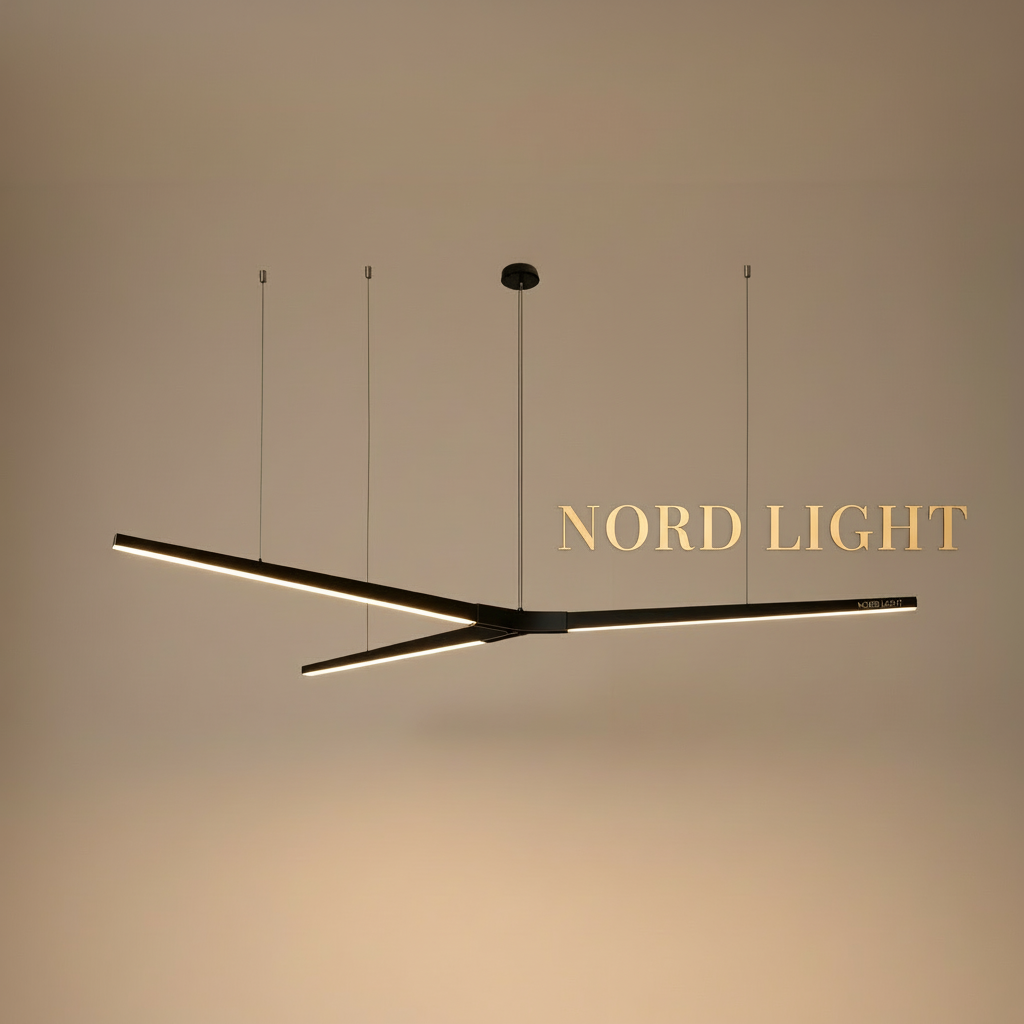 FAVORI LINEAR – מנורת תלייה אדריכלית LED | ישר או Y | 2 גדלים | שחור / חלודה