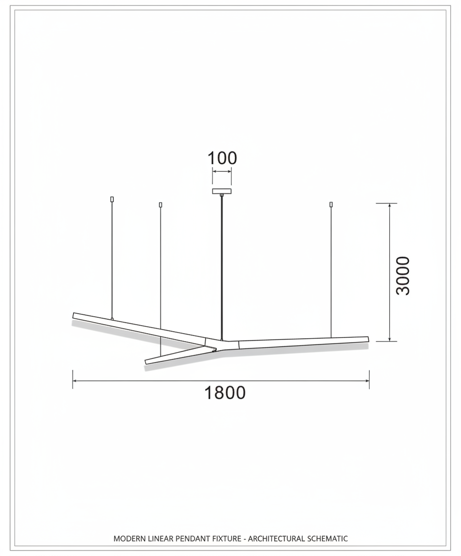 FAVORI LINEAR – מנורת תלייה אדריכלית LED | ישר או Y | 2 גדלים | שחור / חלודה