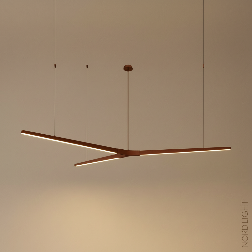 FAVORI LINEAR – מנורת תלייה אדריכלית LED | ישר או Y | 2 גדלים | שחור / חלודה