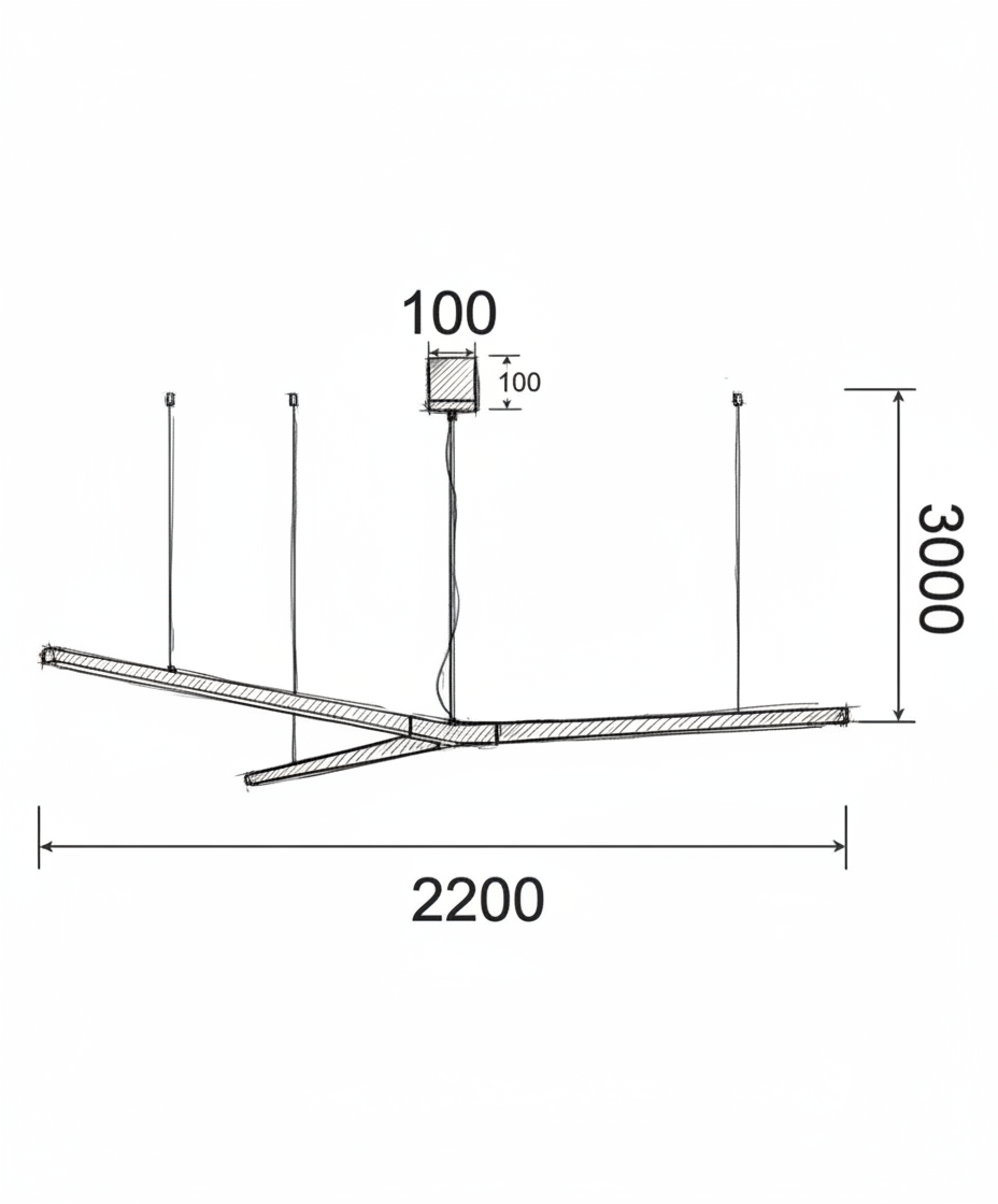 FAVORI LINEAR – מנורת תלייה אדריכלית LED | ישר או Y | 2 גדלים | שחור / חלודה