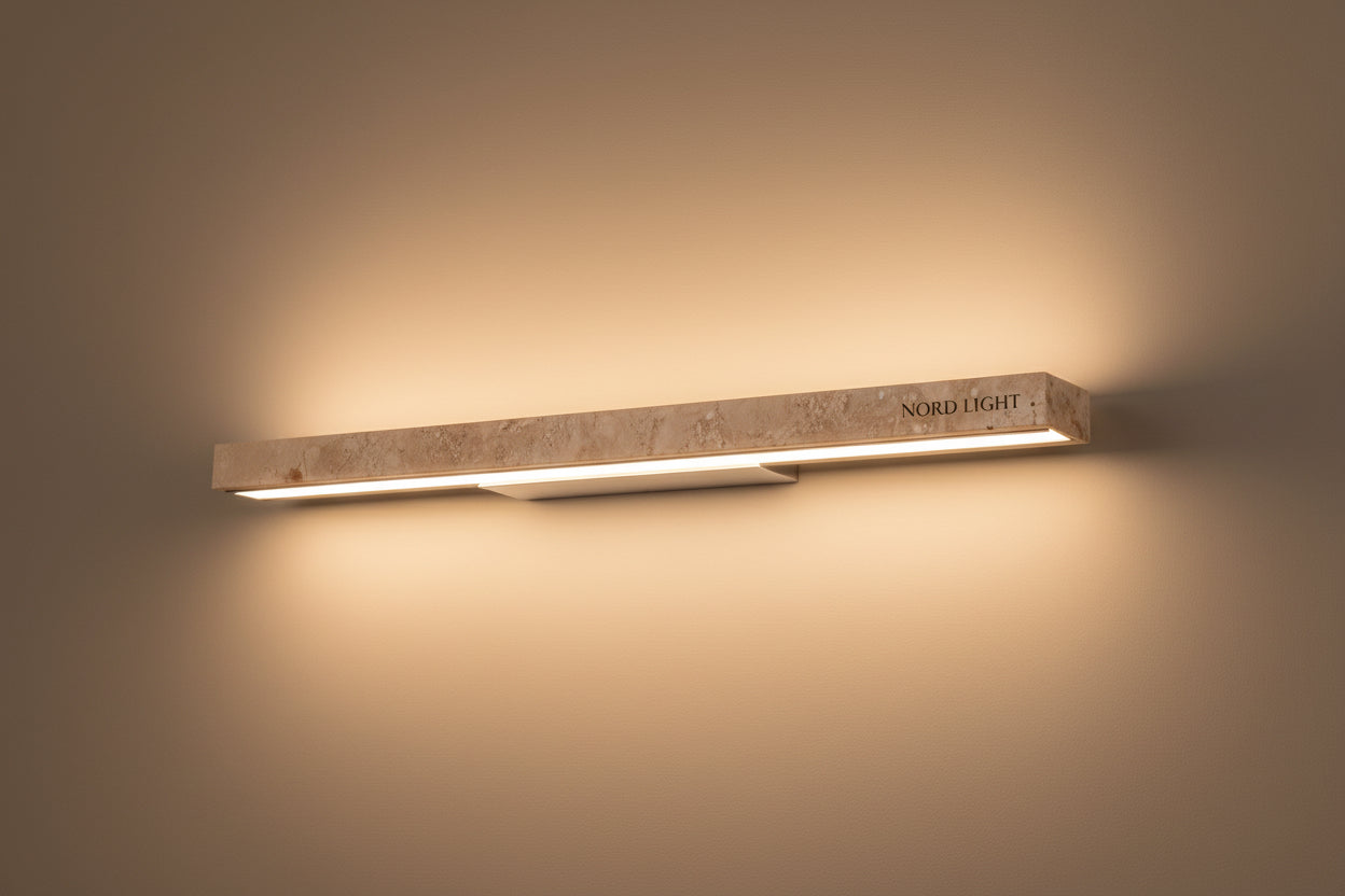 TRAVERTINE LINE PRO – גוף תאורה מעל מראה מאבן טרוורטין טבעית