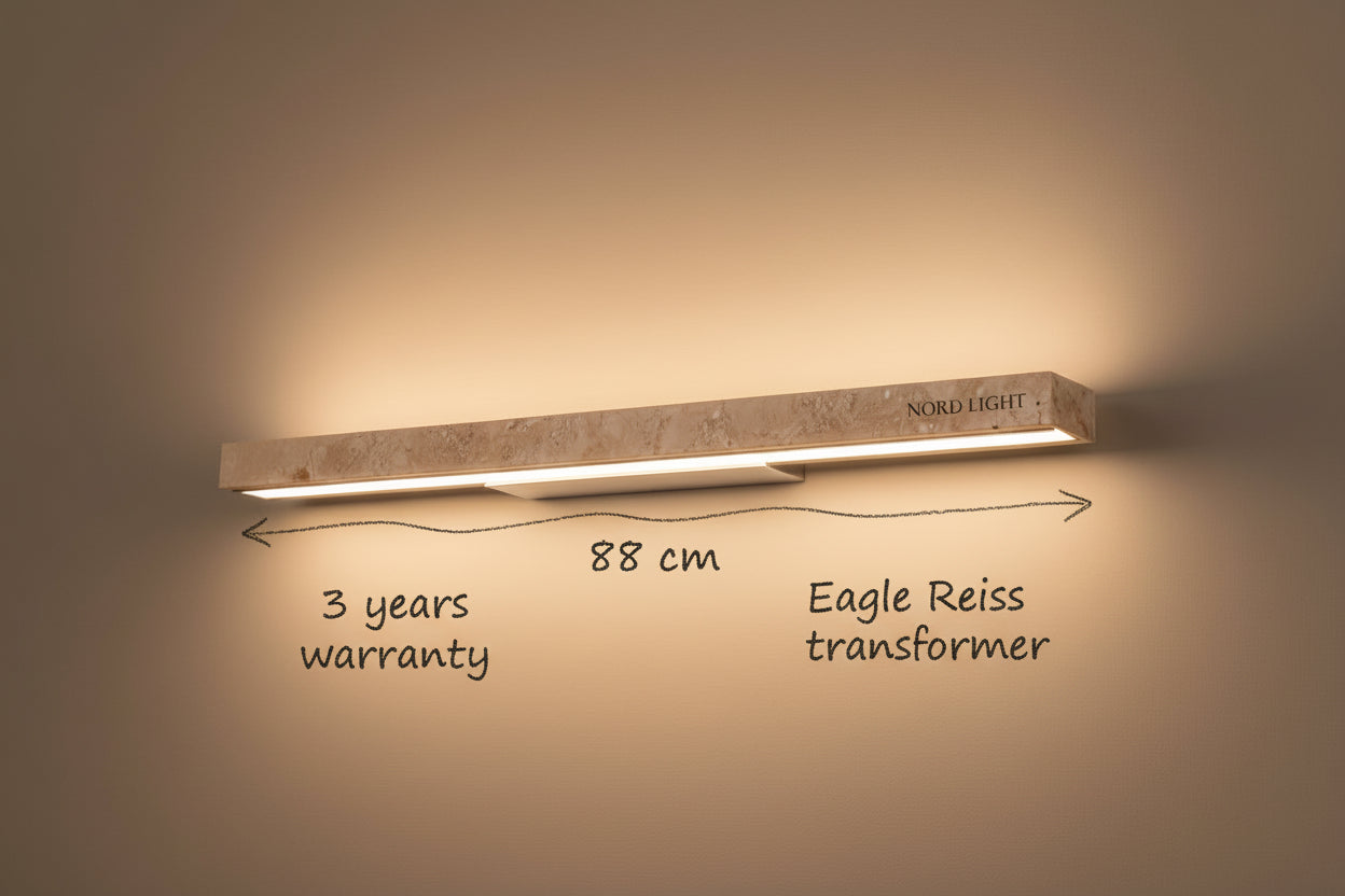 TRAVERTINE LINE PRO – גוף תאורה מעל מראה מאבן טרוורטין טבעית