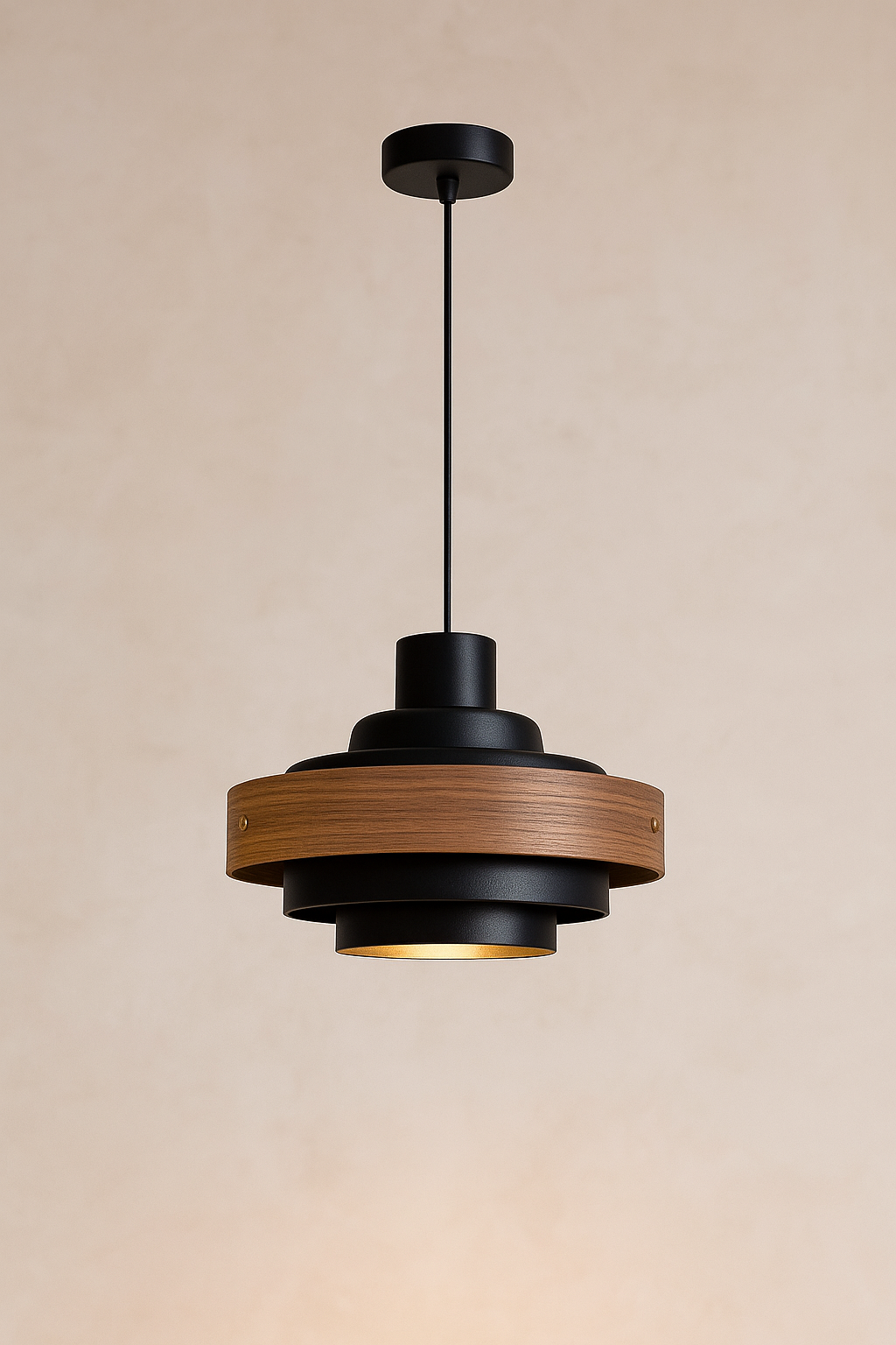 תלוי דקורטיבי מודרני "Aura Wood" – שילוב עץ ומתכת