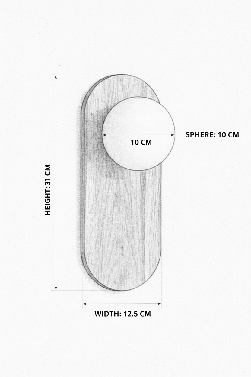 מנורת קיר תוארה “Opal Drop” – כדור זכוכית חלבית