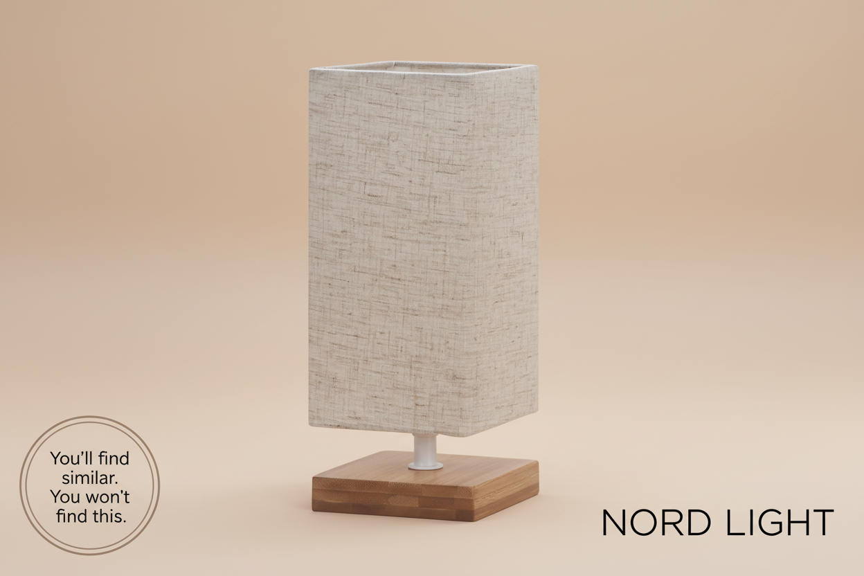מנורת שולחן NORDIC SOFT – מנורת לילה אלגנטית בשילוב בסיס בגוון עץ