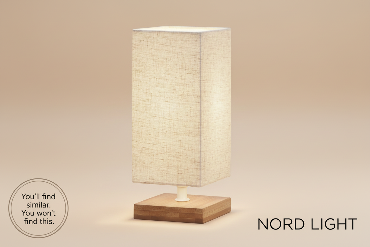 מנורת שולחן NORDIC SOFT – מנורת לילה אלגנטית בשילוב בסיס בגוון עץ