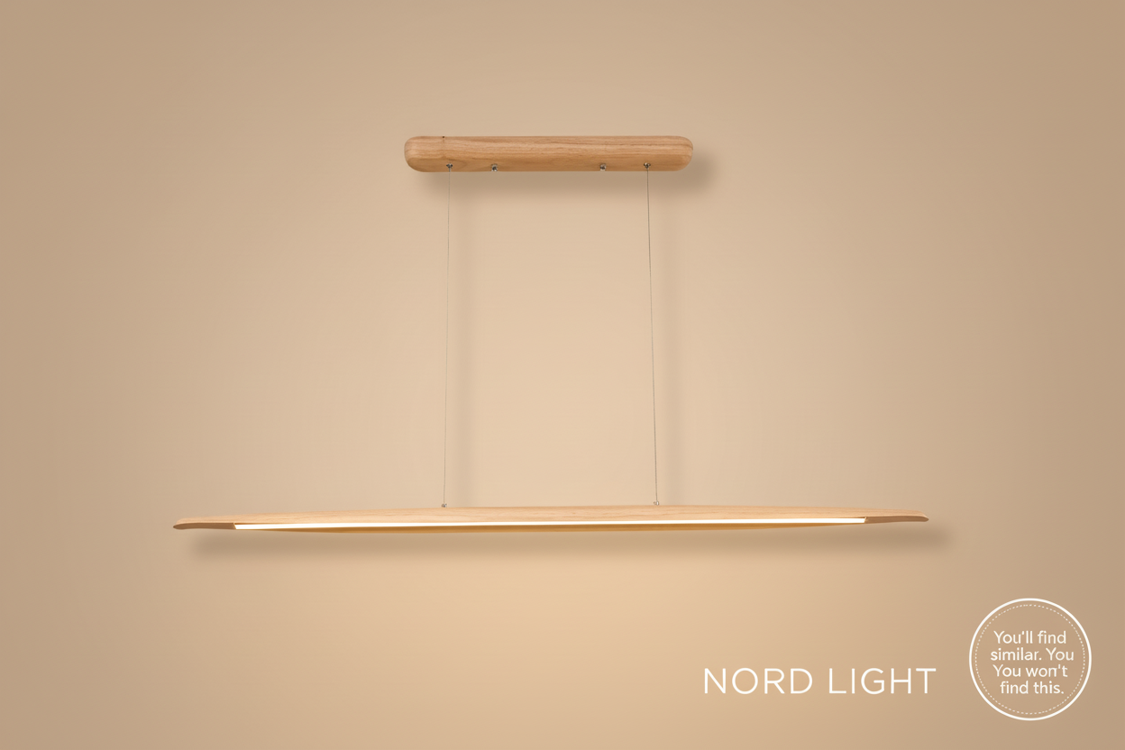 גוף תאורה תלוי OAK LINE – תאורת אי מטבח מעץ טבעי
