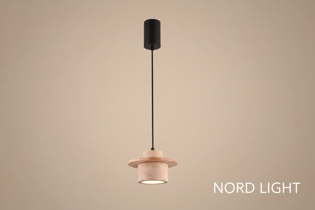 מנורת תלייה NORD TRAVERTINE WOOD 5447 – עץ טבעי ואבן טרוונטין מקורית