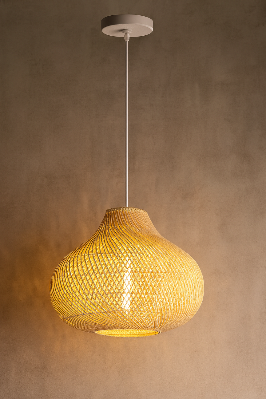 ראטן תלוי – גוף תאורה טבעי בסגנון בוהו שיק