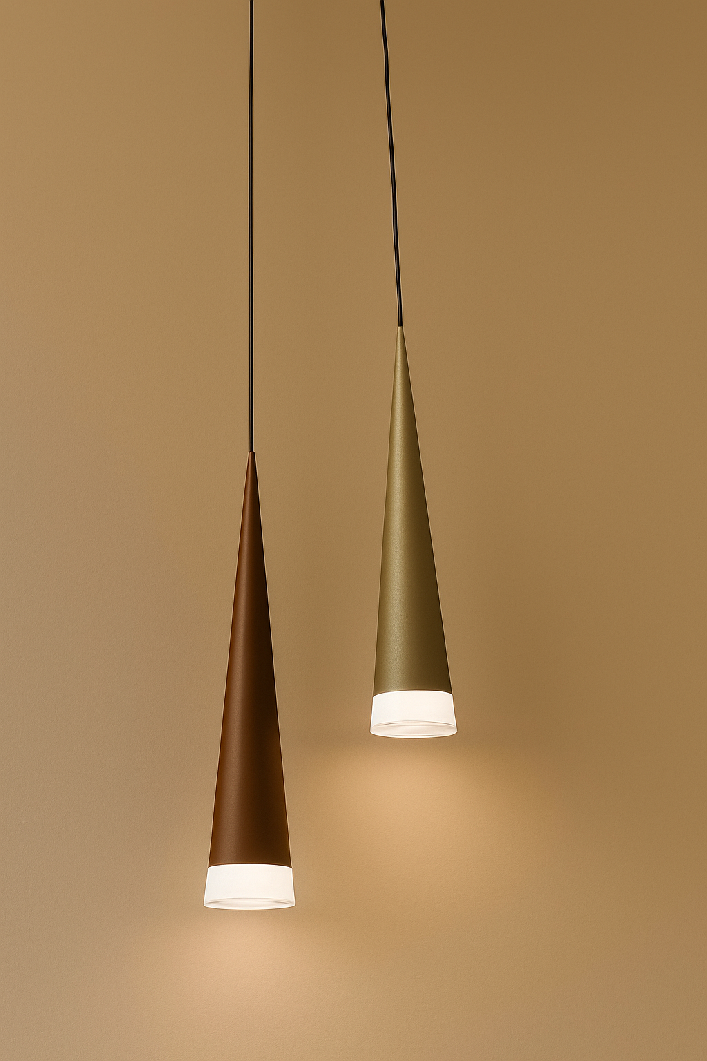 קונוס לד תלוי בגוון ירוק אפור / חום שוקולד