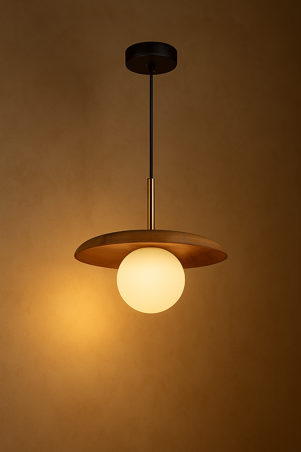 גוף תאורה תלוי "Aurora Globe" – זכוכית חלבית עם גימור פליז