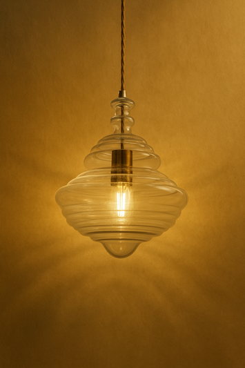 תלוי זכוכית “Aura” – גוף תאורה ייחודי בעבודת יד