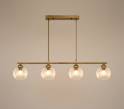 Linea Vintage – תליית פליז 4 קנים עם זכוכית פסים