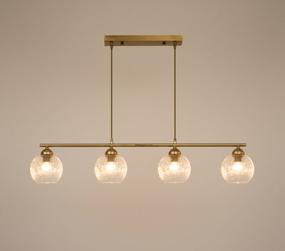 Linea Vintage – תליית פליז 4 קנים עם זכוכית פסים