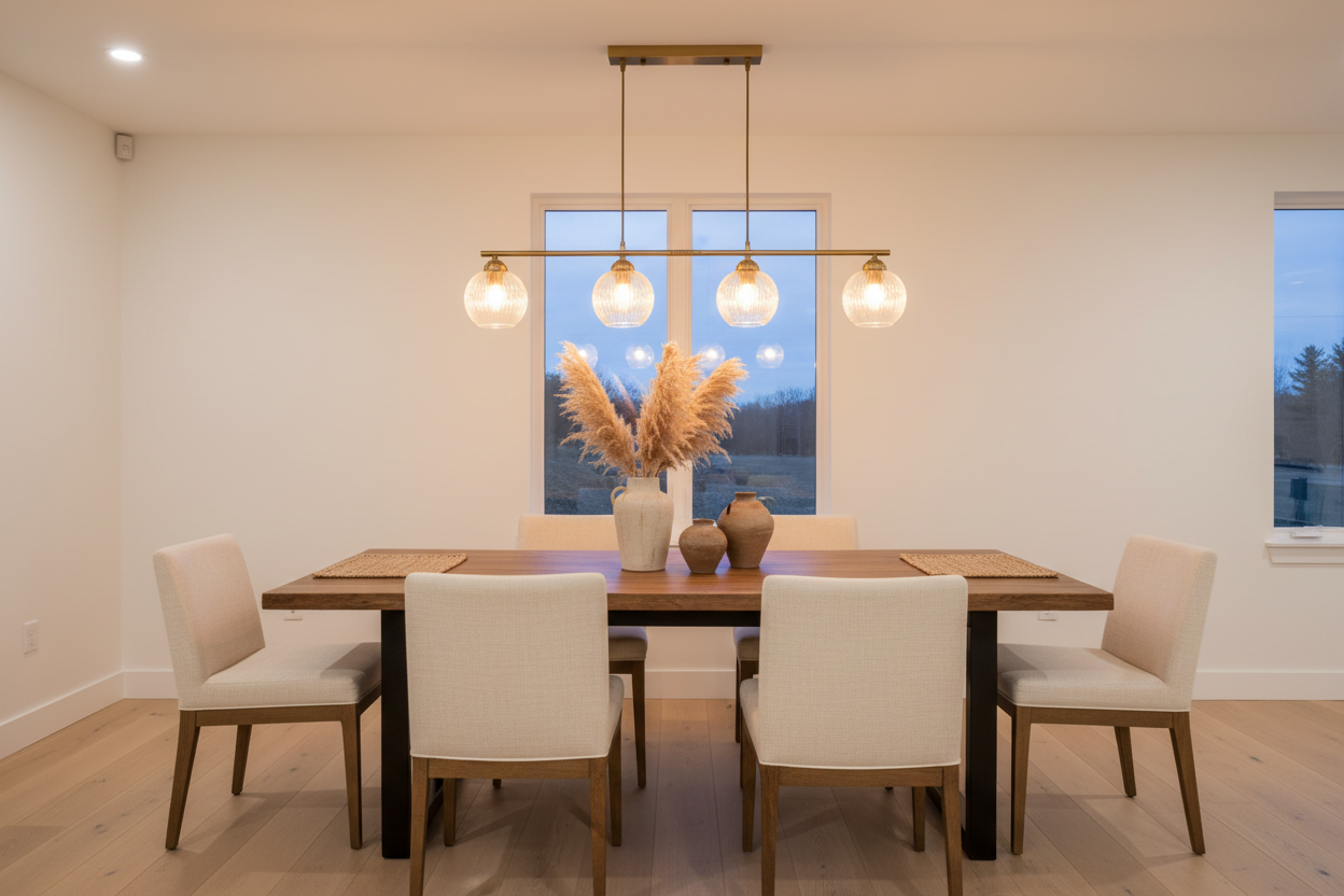 Linea Vintage – תליית פליז 4 קנים עם זכוכית פסים