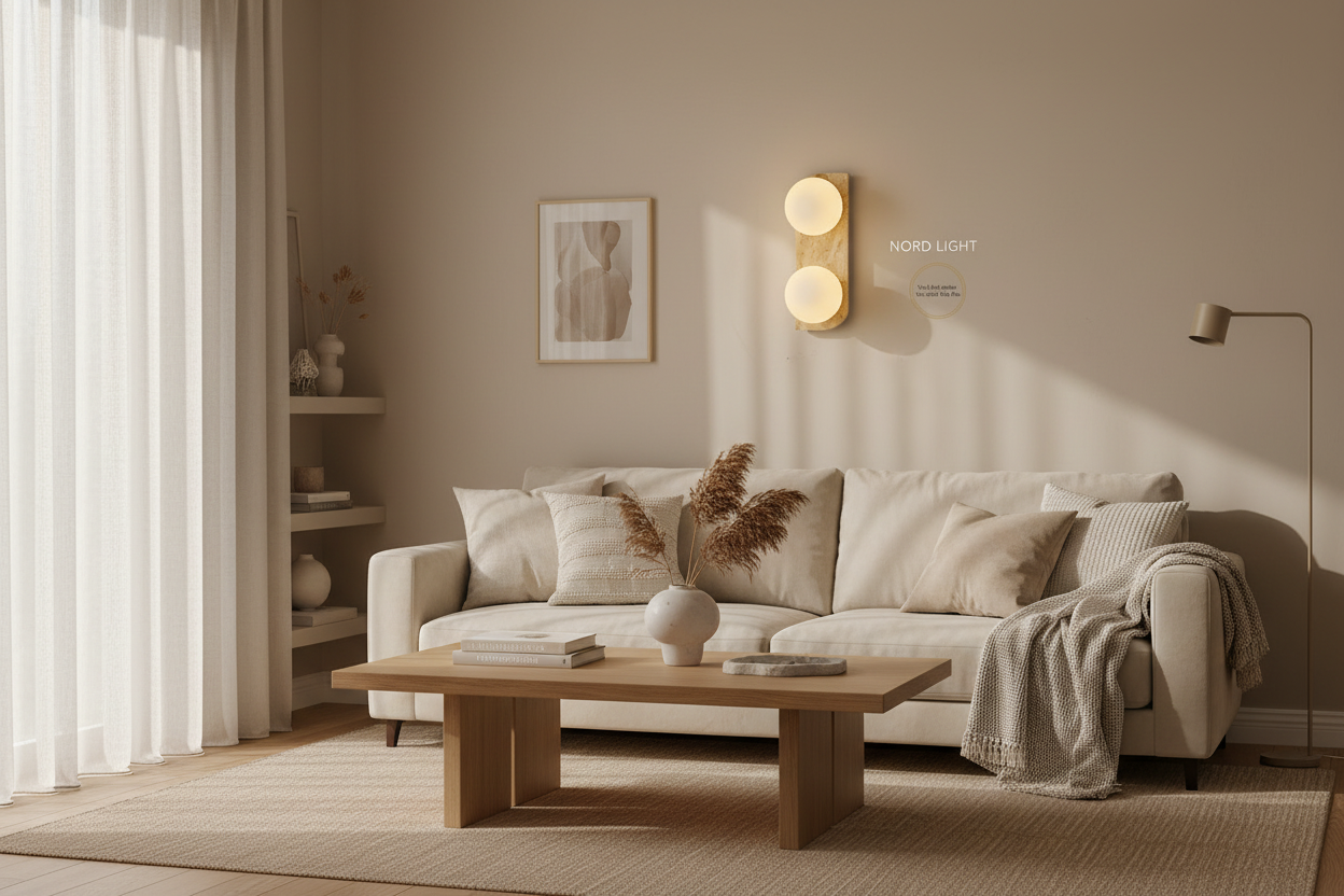מנורת קיר NORD STONE GLOBE   טרוורטין