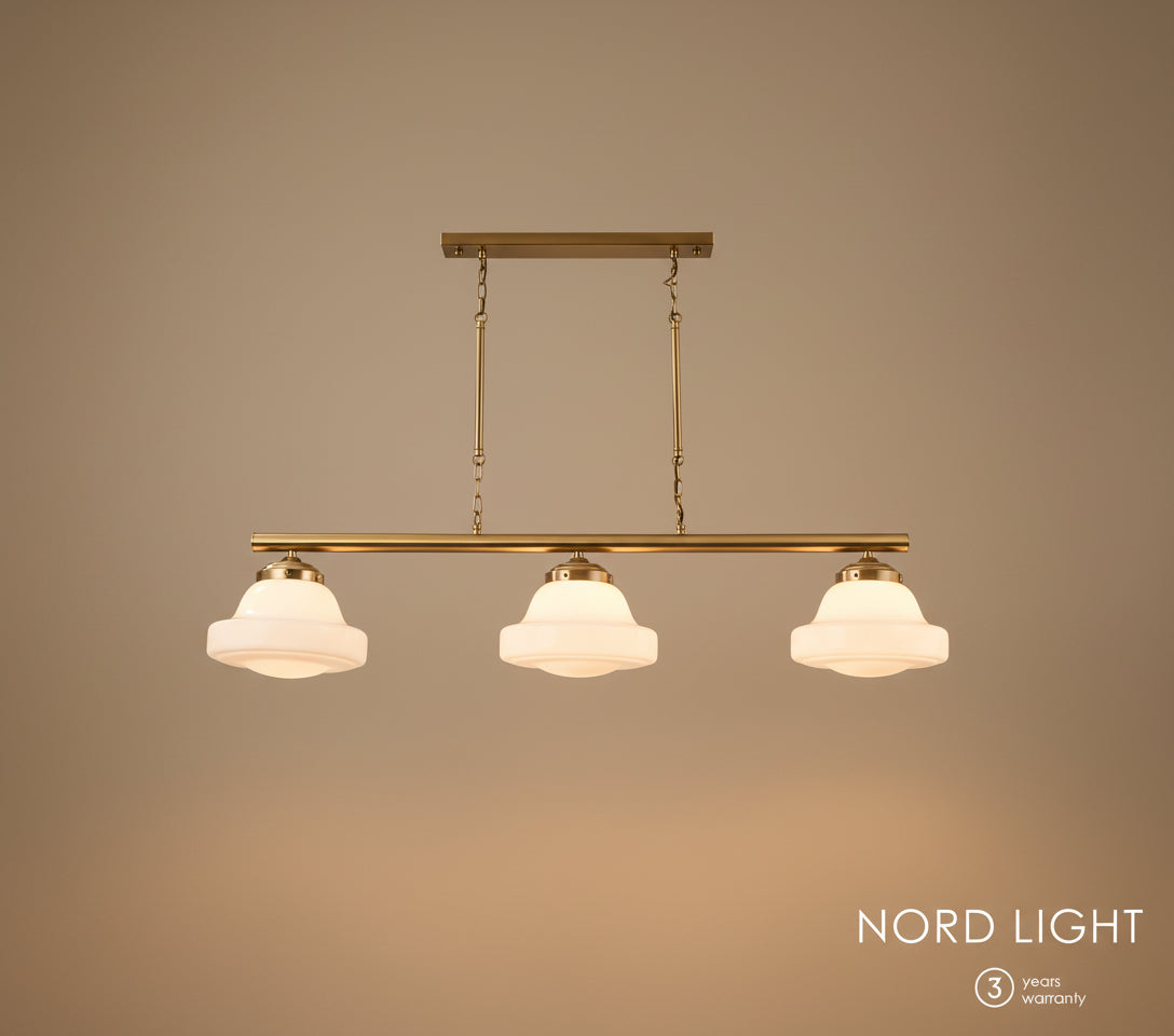 Aurelia Retro Bar 310 – גוף תאורה תלוי שלישייה בסגנון רטרו מודרני, זכוכית חלבית, צבע שחור או פליז
