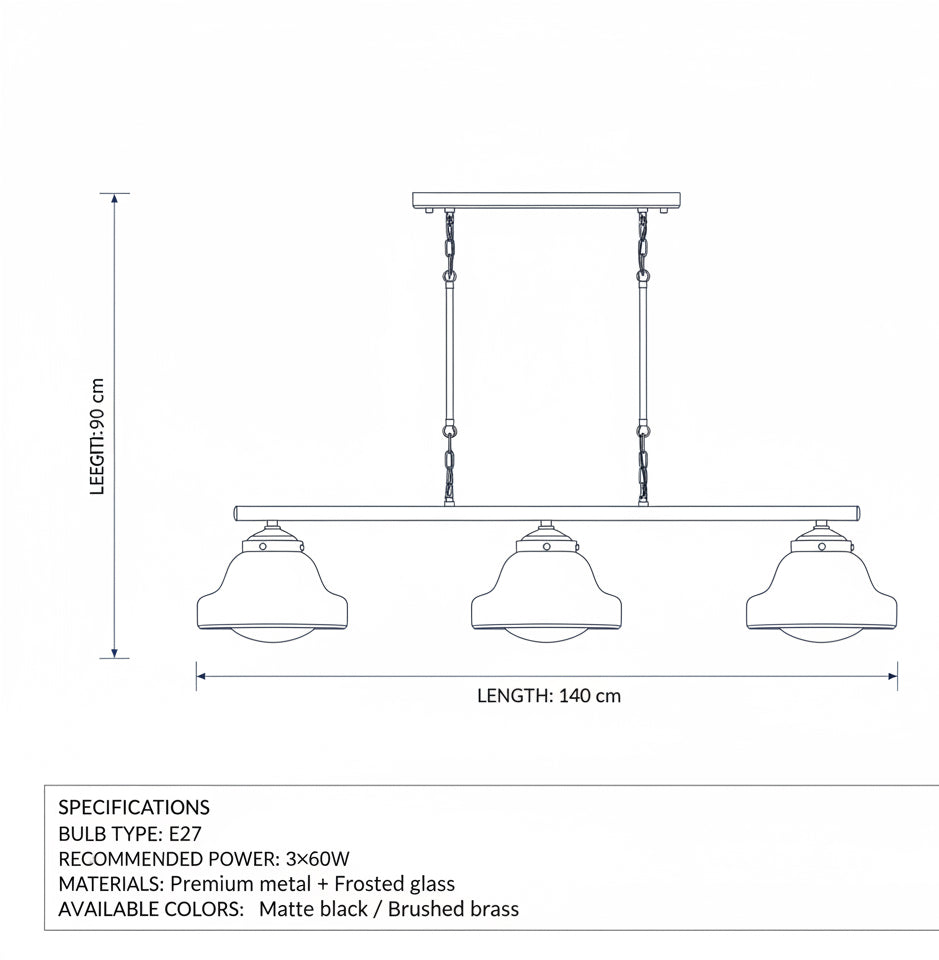Aurelia Retro Bar 310 – תאורת תקרה שלישייה בסגנון רטרו־מודרני פליז / שחור
