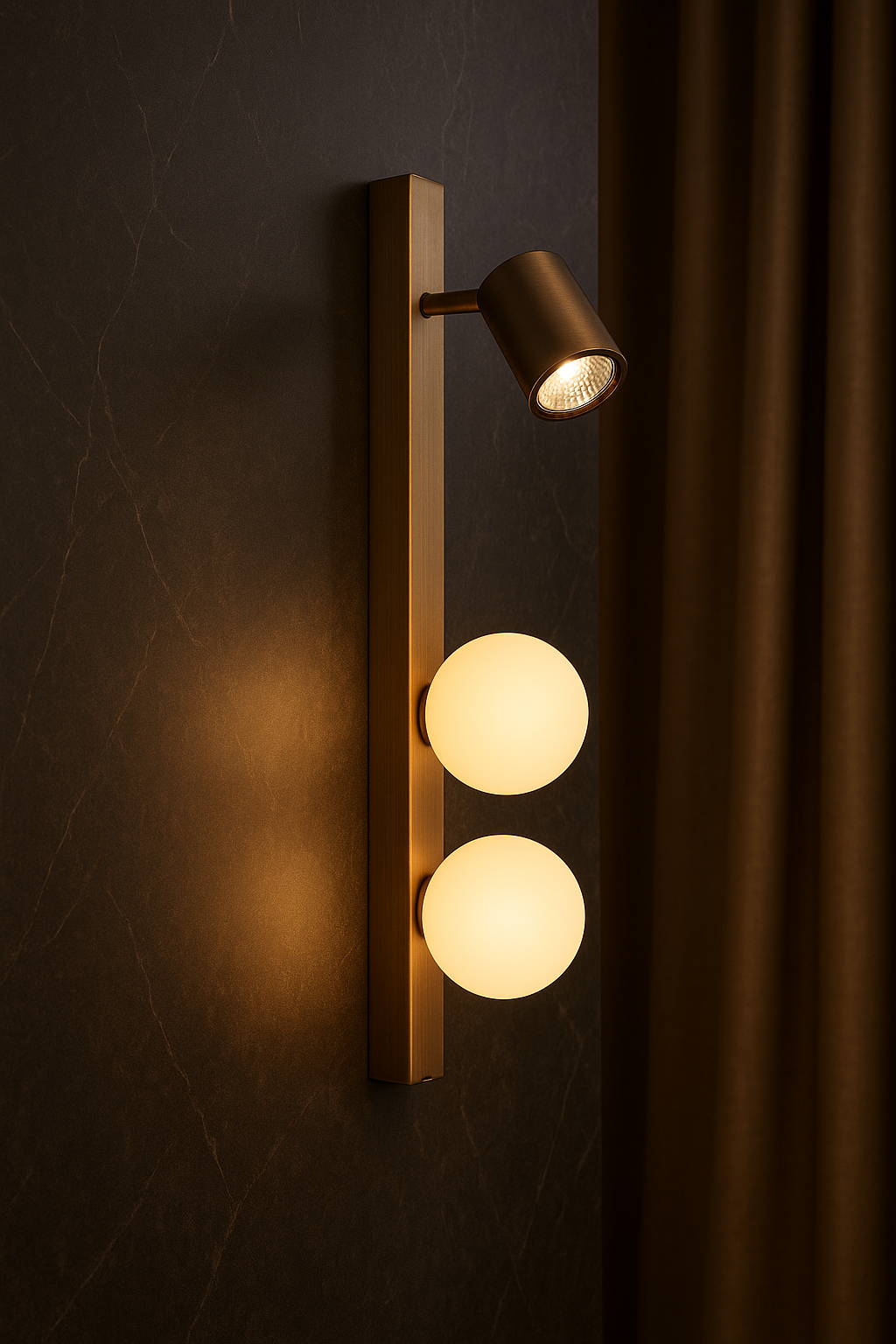 Dualis – מנורת קיר בגוון פליז עם ספוט וכדורי זכוכית