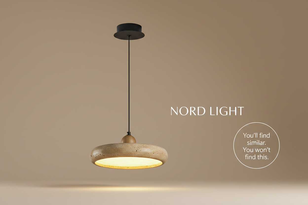 מנורת תלייה NORD HALO STONE – טרוונטין טבעי