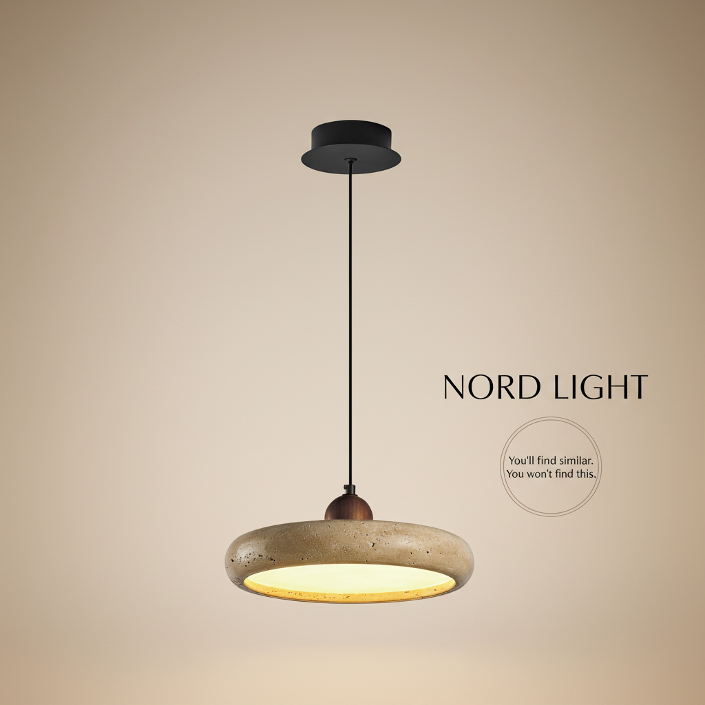 מנורת תלייה NORD HALO STONE – טרוונטין טבעי