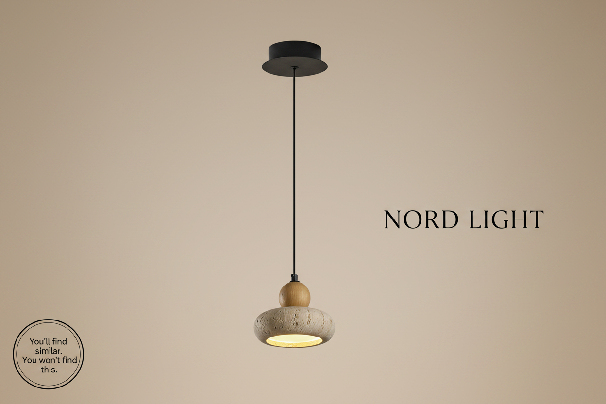 מנורת תלייה NORD HALO STONE – טרוונטין טבעי