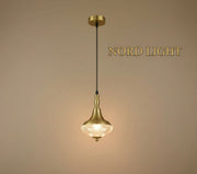 Aurex 510 Pendant L גוף תאורה תלוי גדול בזהב עם זכוכית מחורצת
