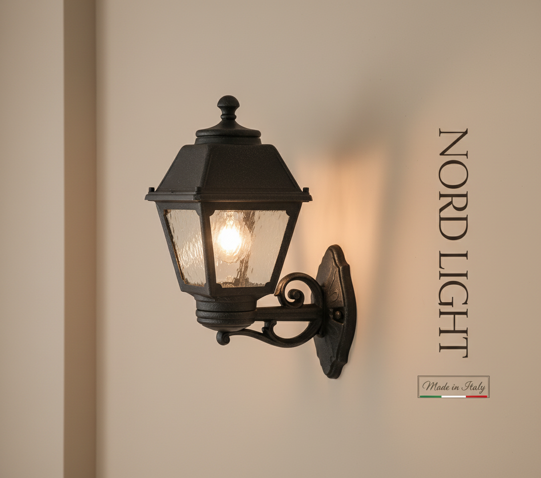 POMOGALI Classic 821 מנורת קיר גינה איטלקית שחור – תאורת חוץ עמידה E27 IP55
