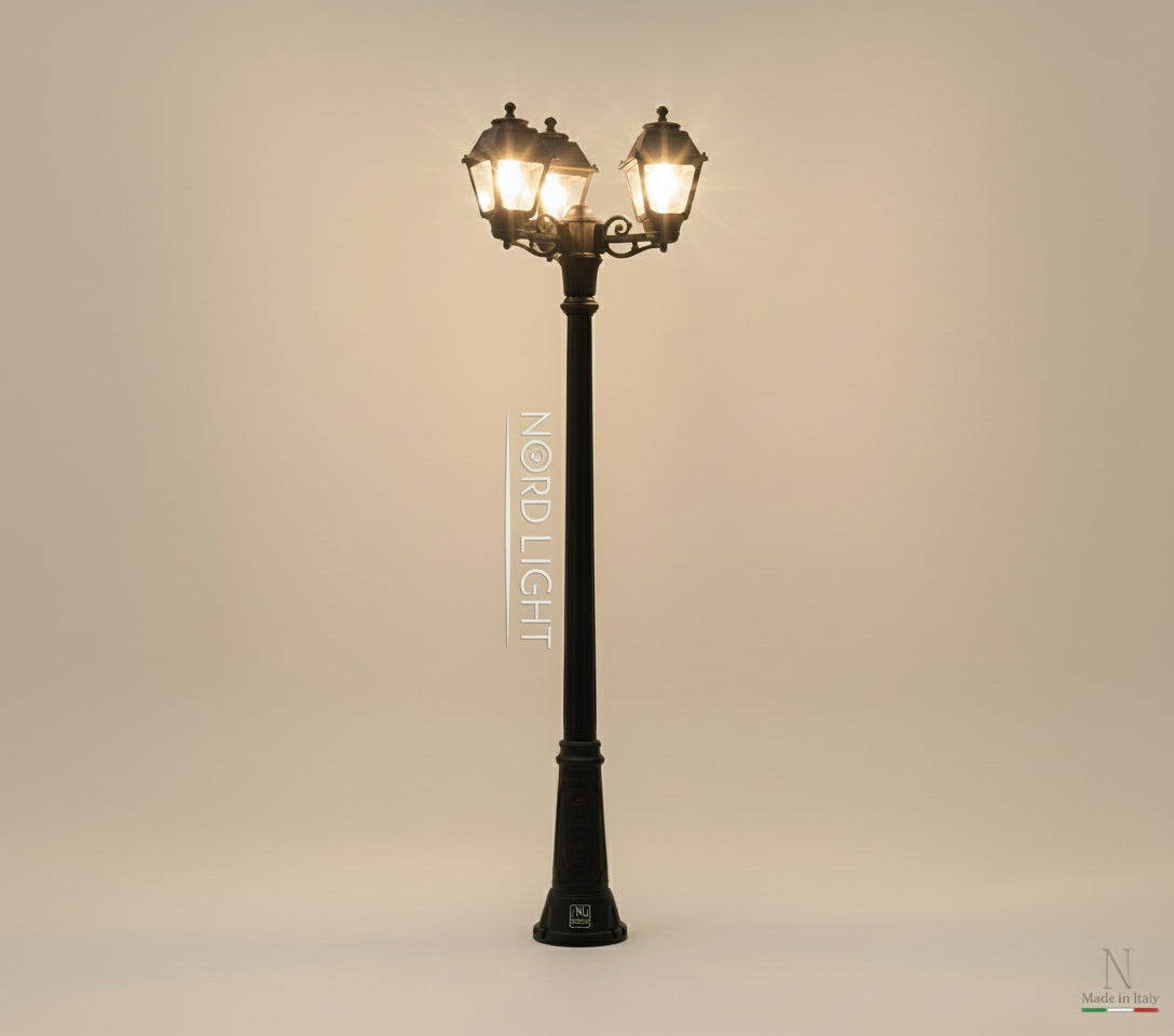 POMOGALI Classic 900 | עמוד גינה איטלקי כפול / משולש – שחור / לבן