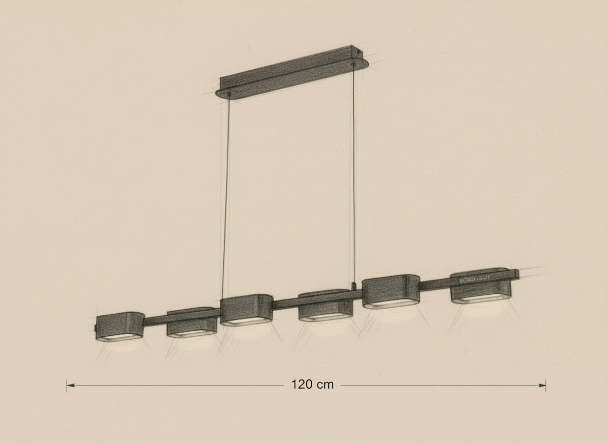 DOJAU DIM X6 – מנורת תלייה ליניארית דימר חכם 48W | שחור/ שחור ופליז