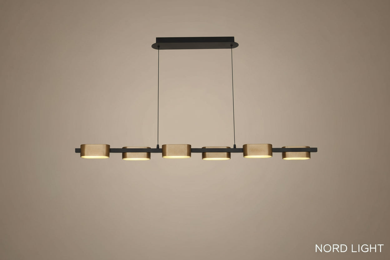 DOJAU DIM X6 – מנורת תלייה ליניארית דימר חכם 48W | שחור/ שחור ופליז