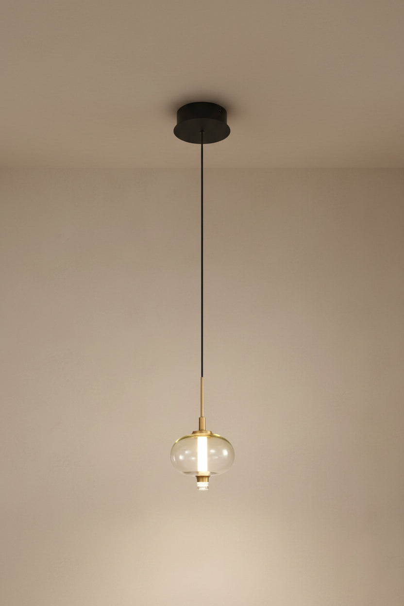 ANZIS ORB – מנורת תלייה מזכוכית ופליז בעיצוב יוקרתי | 3 גימורים לבחירה