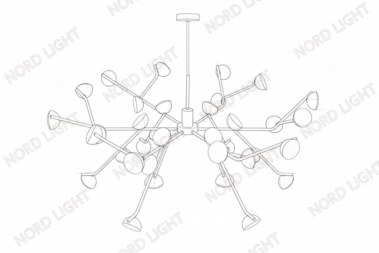 ASTRAEON DIM 100 – שנדליר עיצובי רב־זרועות עם עמעום חכם
