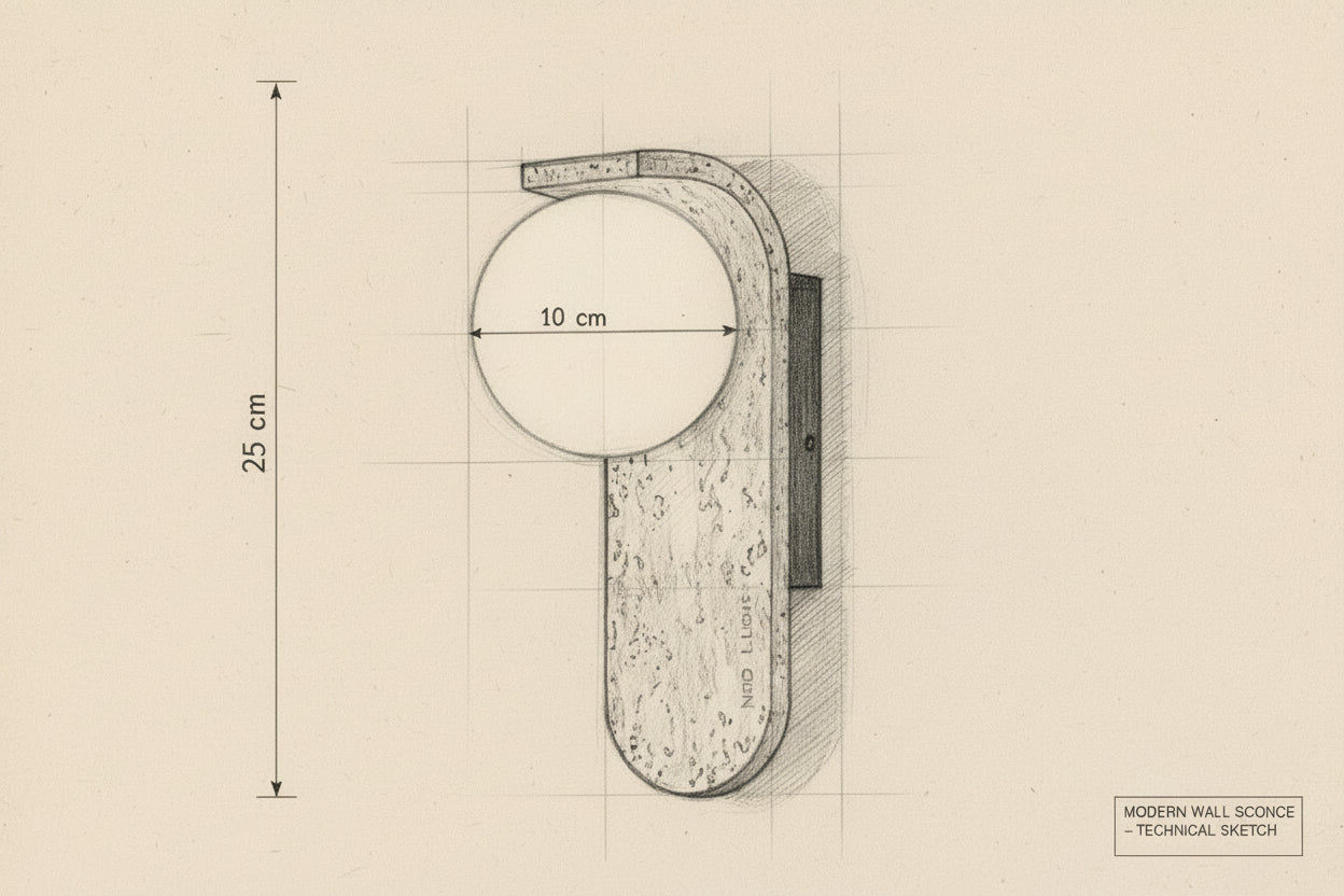 MATRIX TRAVERTINE – מנורת קיר אדריכלית מאבן טבעית טרוונטין