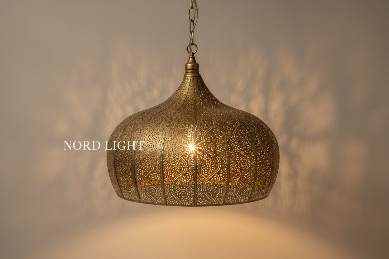 מנורת תלייה ORIENTA – פליז מחורר (2 גדלים)