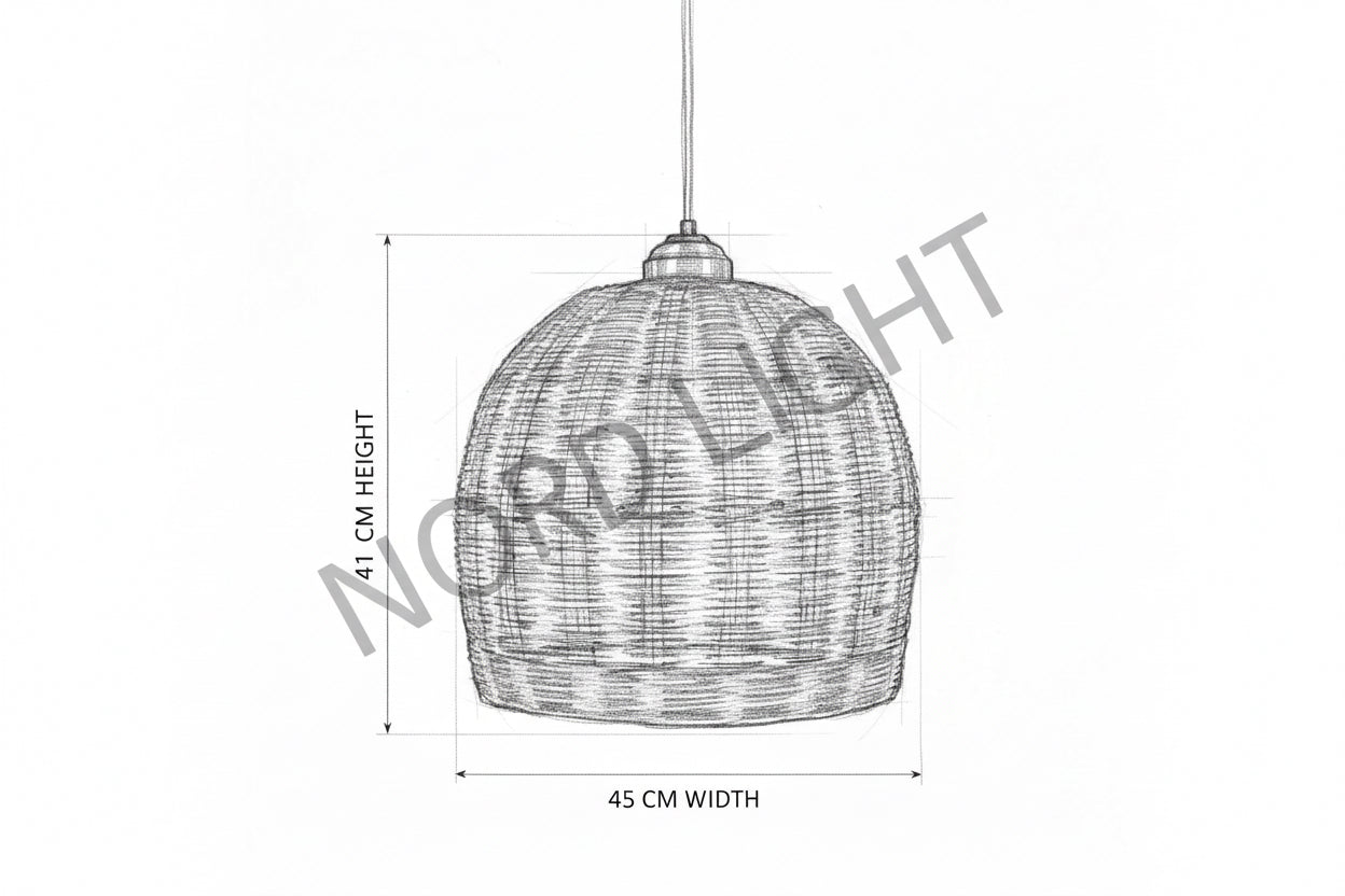 מנורת תלייה NATURA 45 – ראטן טבעי / לבן עם 3 בתי נורה