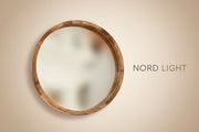 מראת קיר עגולה עם מסגרת עץ טבעי – קוטר לבחירה 50 / 60 / 76 / 90 ס”מ