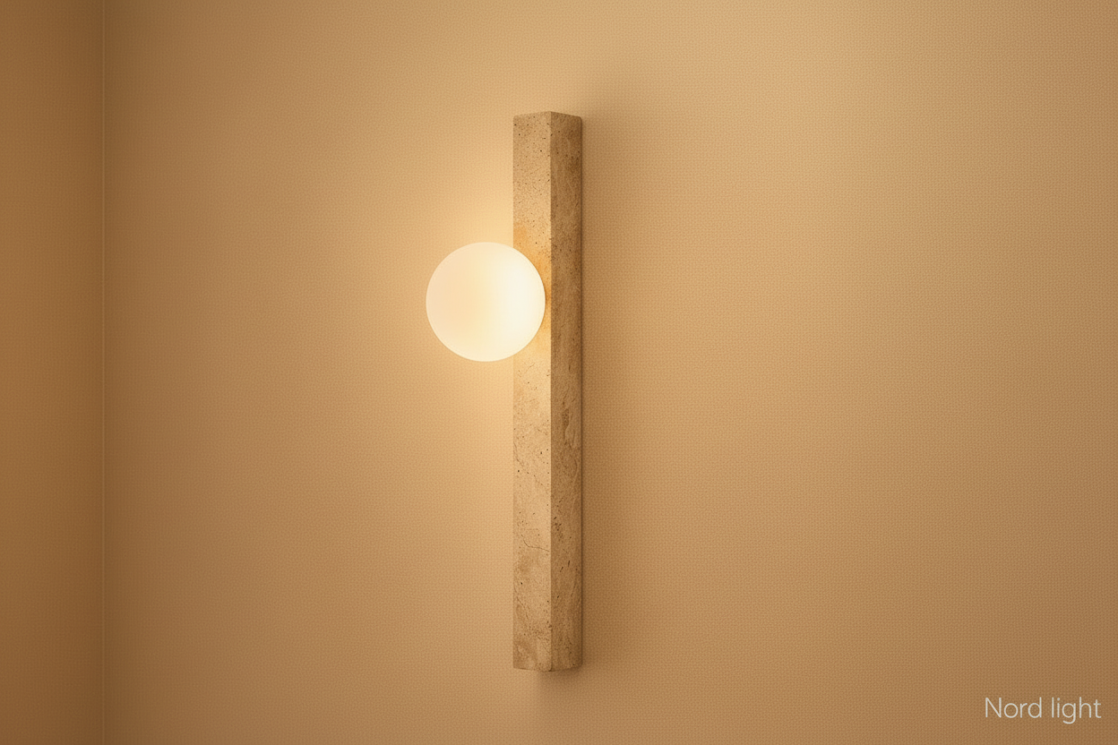 מנורת קיר טרוונטין Luna Wall – גוף תאורה דקורטיבי עם כדור זכוכית