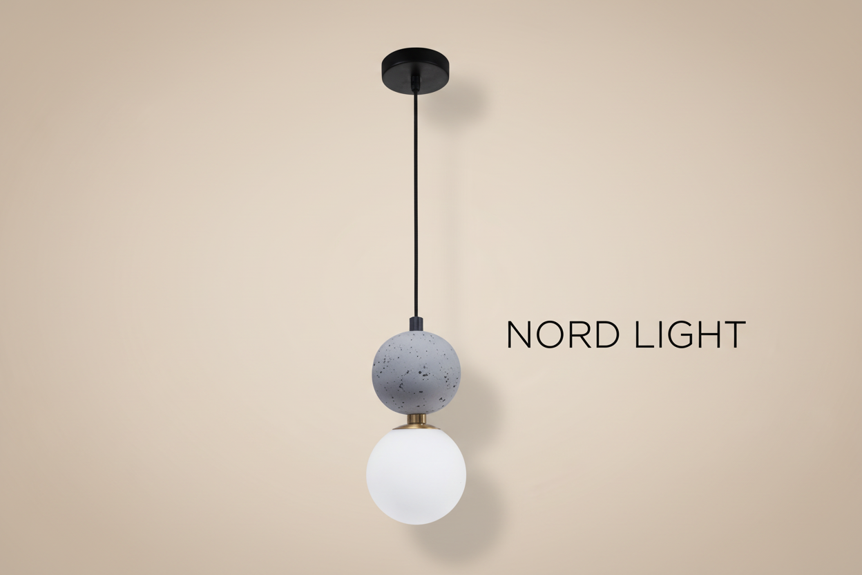 NORD ORA – מנורת תלייה פיסולית מאבן טרוונטין / בטון אדריכלי