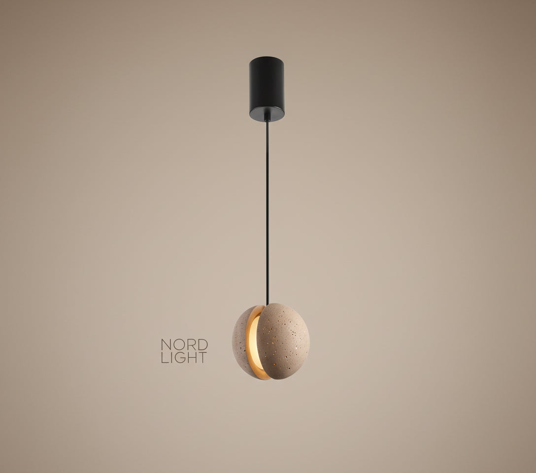 תליית אבן מעוצבת GlowSphere – תאורה רכה לאווירה טבעית