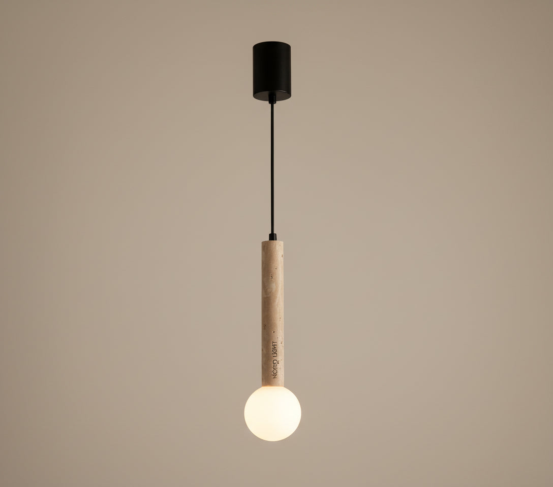 תלוי טרוונטין טבעי עם כדור אור – דגם טראבו דראפ