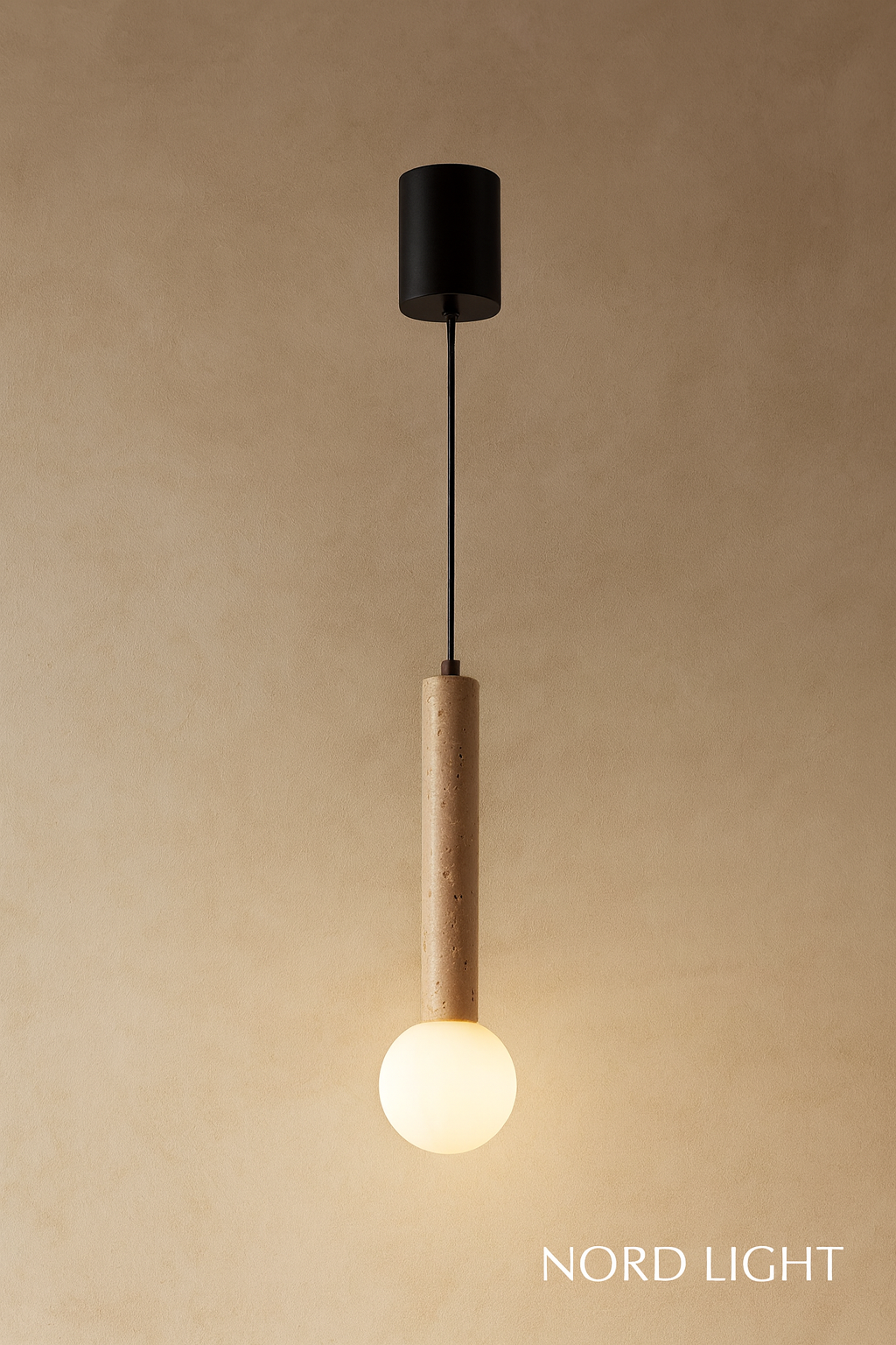 תלוי טרוונטין טבעי עם כדור אור – דגם טראבו דראפ