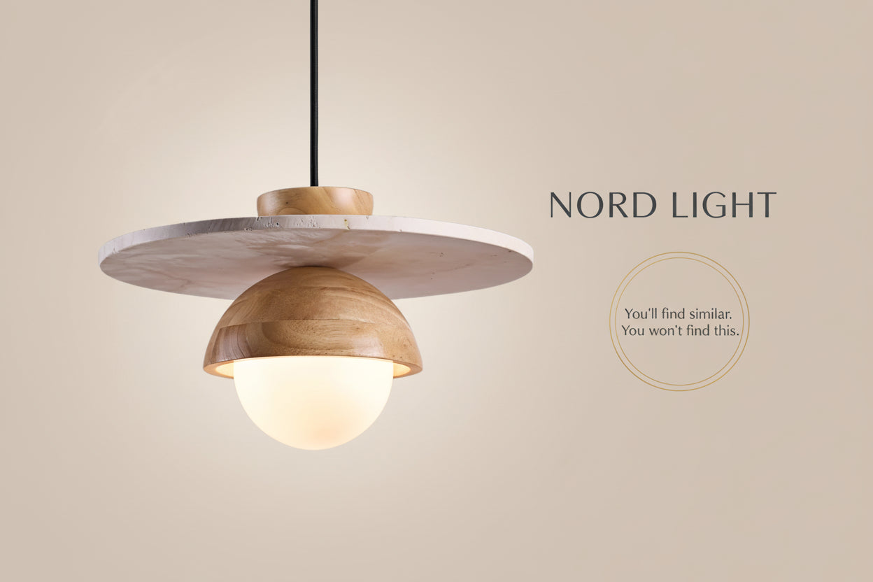 מנורת תלייה עץ ואבן טרוונטין G9 – WT300