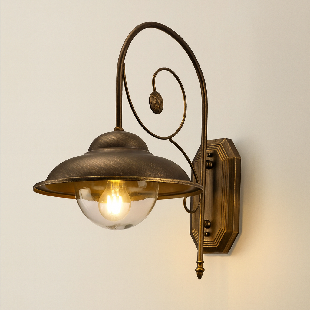 ולנסיה E – מנורת קיר וינטג’ בעיצוב קלאסי עם זרוע מעוגלת