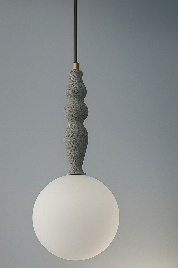 Stone Elegance – גוף תאורה תלוי כדור או גביע במראה אבן דקורטיבית