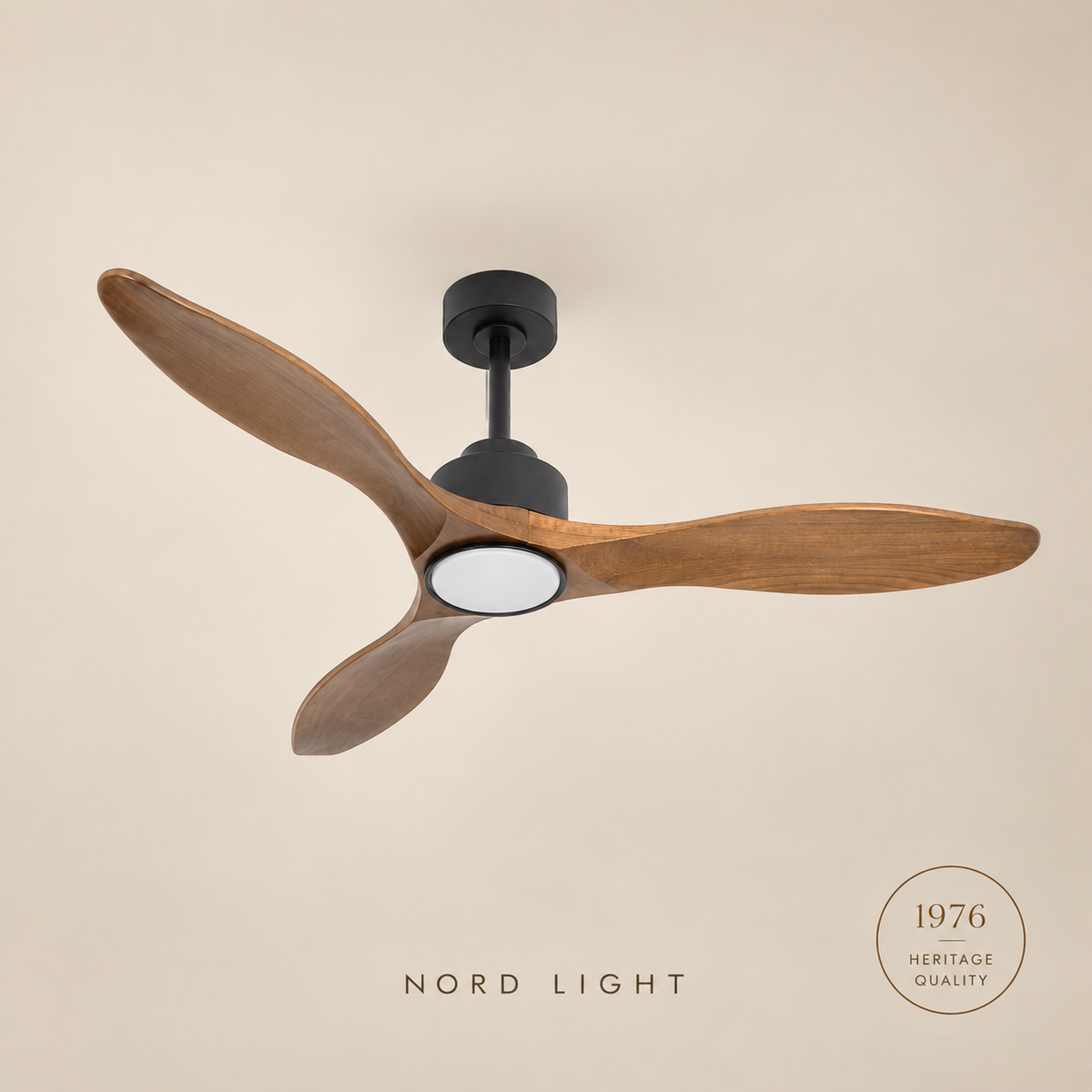 מאוורר תלוי   DC 35W PALMA - גימור שחור - כנפיים עץ אגוז — FAN CLUB | NORD LIGHT