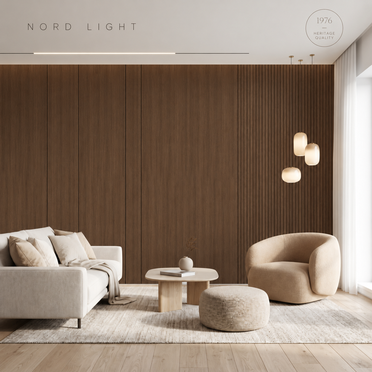 FUMO H23 – חיפוי קיר במראה עץ חום מעושן | NORD LIGHT