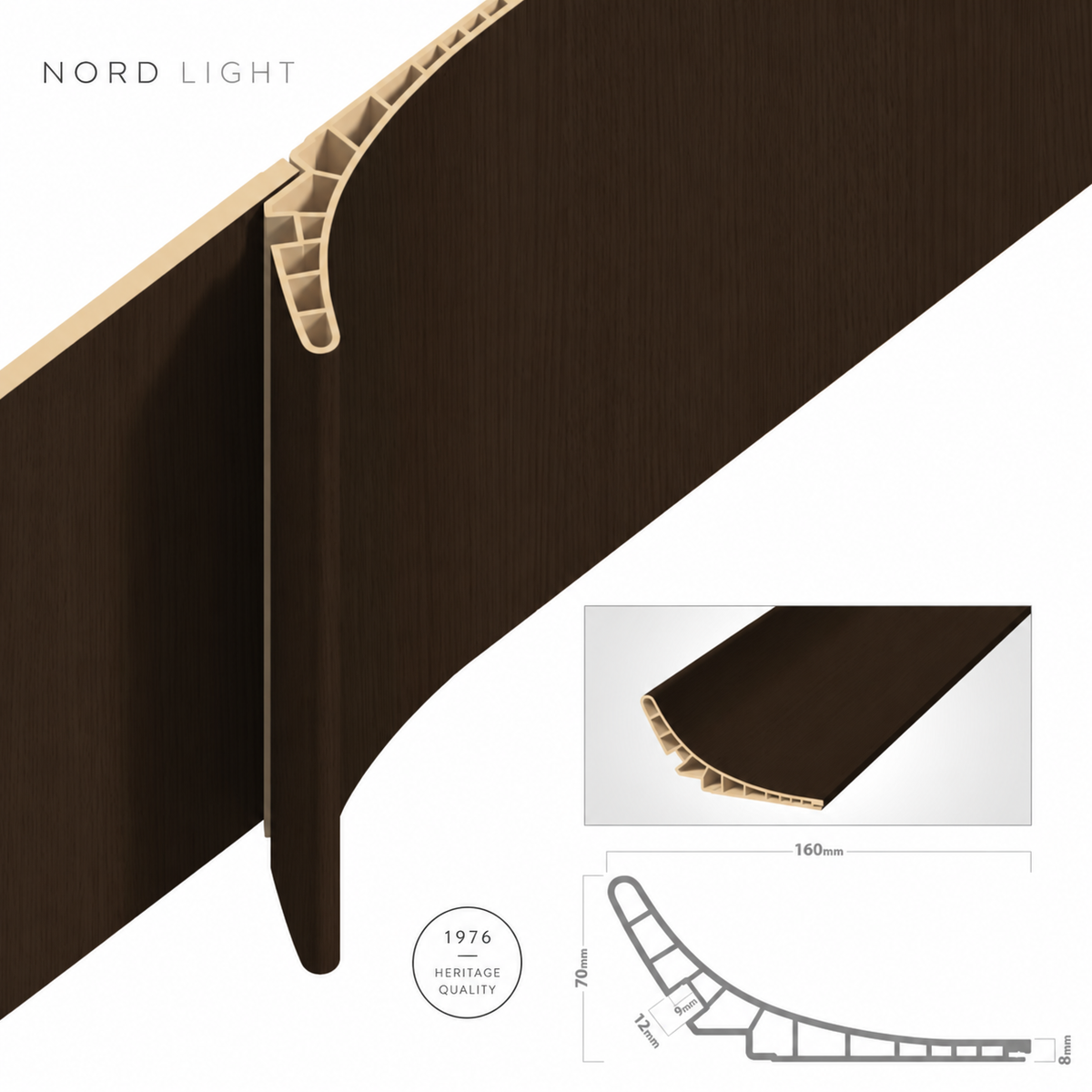 NOCE H09 – פרופיל קמור בגוון חום ונגה | NORD LIGHT