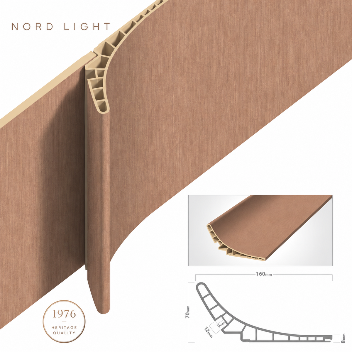 ROSEA H17 – פרופיל קמור בגוון רוז גולד | NORD LIGHT